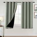 H.VERSAILTEX 100% Blackout Curtains for Bedroom Thermal Insulated Blackout Curtains 54 inch Length Heat and Full Light Blocking Curtains for Living Room with Black Liner 2 Panels Set, Light Sage