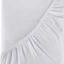 Royale Linens 400 Thread Count 100% American Grown Cotton Fitted Sheet Queen Size - All Around Elastic Fitted Sheet - Luxury Sateen Weave - Snug Fit Bottom Sheet Fit Up to 16" (Queen, Spanish Silver)