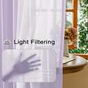 Lavender Sheer Pinch Pleat Curtains 63 Inches Long Light Filtering Short Curtain Panels Soft Touch Pleated Drapes with Adjustable Hooks for Bedroom, Pastel Lilac, 42" W x 63" L, 2 Panels