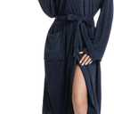 Women Lightweight Bath Robes Terry Cloth Towel Robe Microfiber Knee Length Bathrobe with Pockets (M)