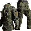 Russian Camouflage Tactical Suit, Men's Tactical Trouser Combat Jacket Suits, Windproof Spring and Autumn Coat, for Airsoft Paintball Hunting Outdoor, XX-Large