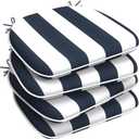 LVTXIII Set of 4 Outdoor Chair Cushions for Patio Furniture, Water Repellent Patio Chair Cushions 17"x16" with Ties, U-Shaped Dining Chair Pads for Garden Kitchen Use, Cabana Navy