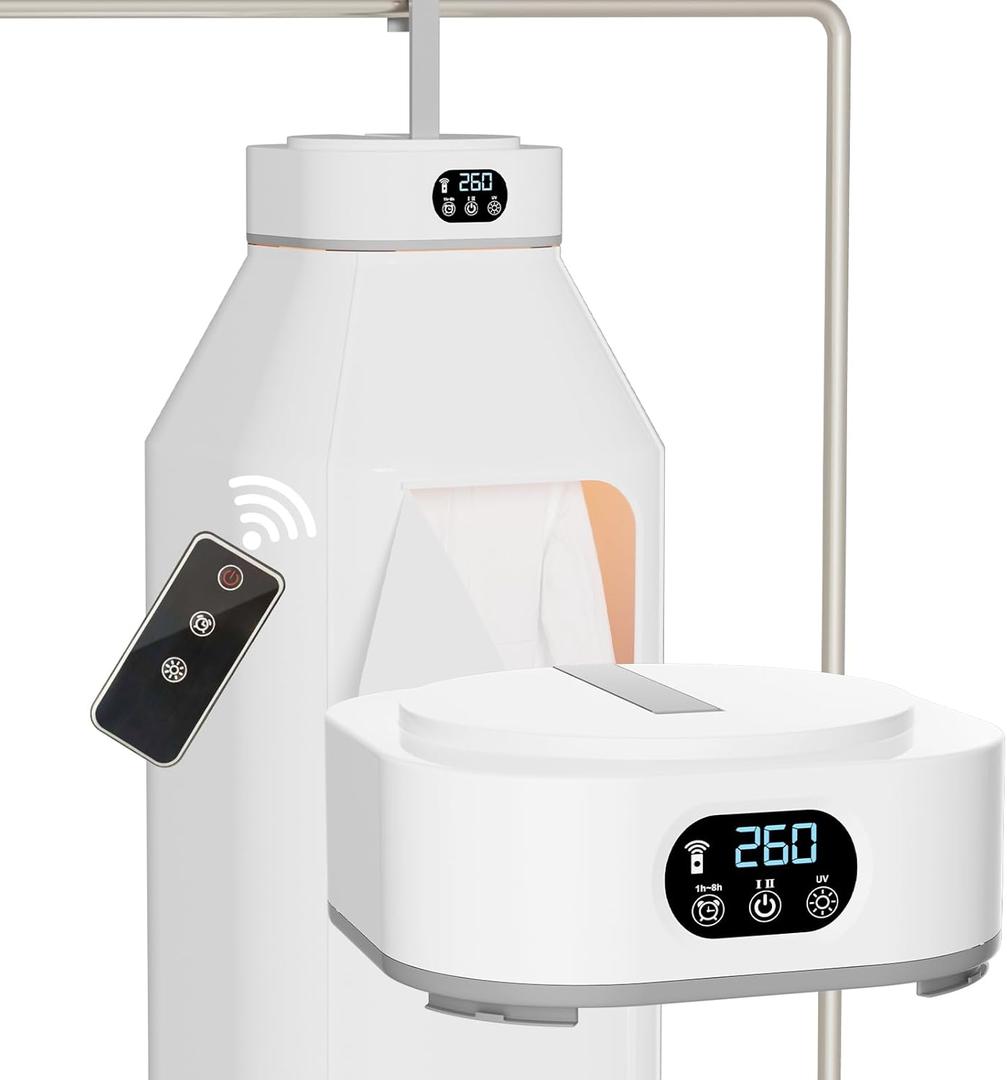 Portable Clothes Dryer, Compact & Foldable Electric Drying Machine for Home, Travel & RV, with Remote Control and Carry Bag (white)