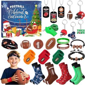 Football Advent Calendar 2025,24 Days Football Baseball Countdown Calendar for Boys Christmas Countdown Party Favor Toys for Kids Adults Xmas (Football)