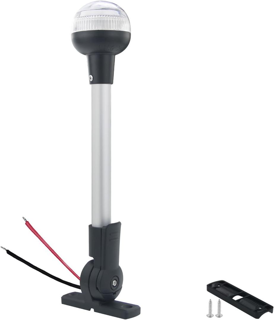 Bimini Top Navigation Lights - All Round LED Anchor & Stern Lights,USCG 2NM,12 Inches for Pontoon Boat 12V DC(Horizontal Mount Folding Base)