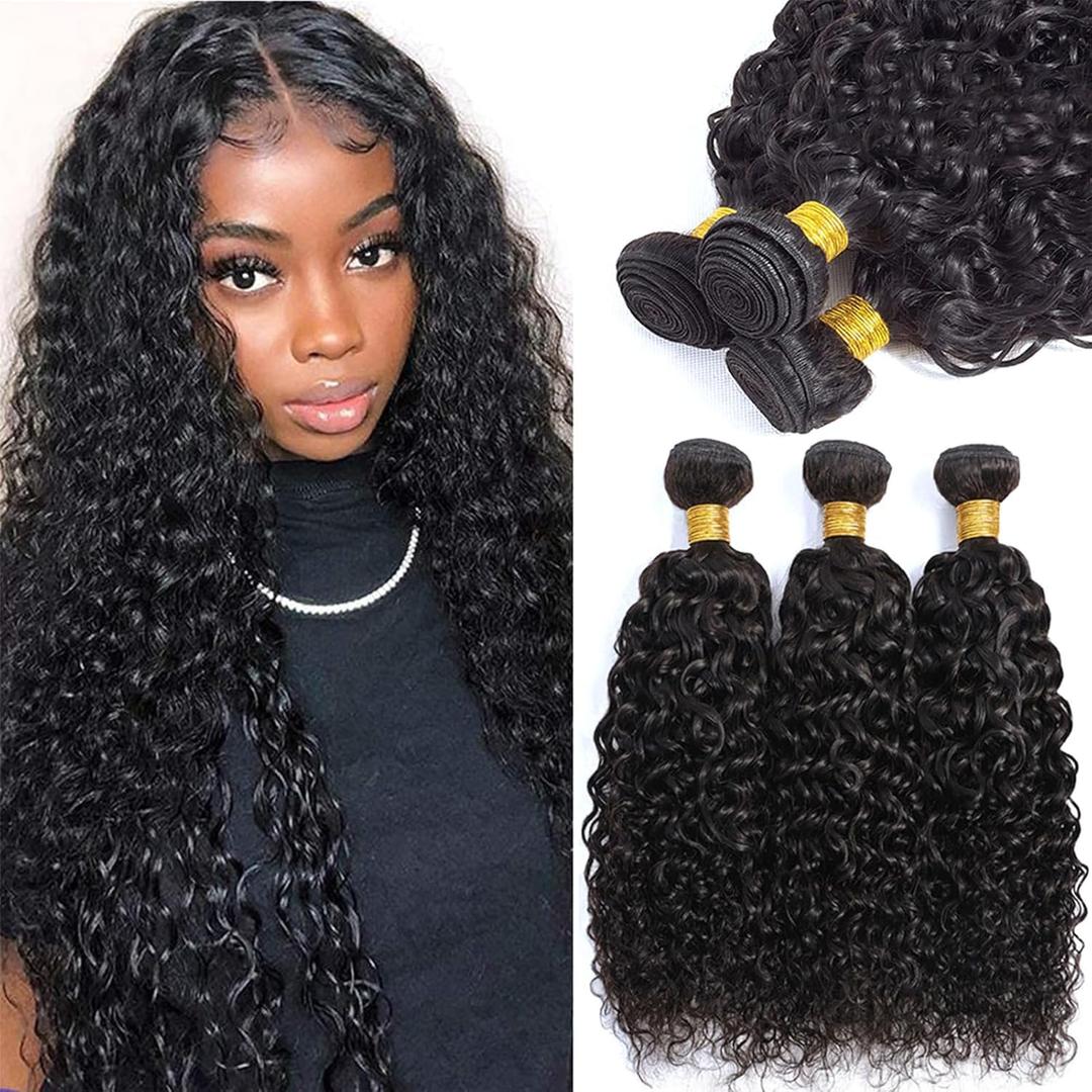 Natural Black Human Hair Bundles 14 16 18 Inch Jerry Curly Wave Bundles Human Hair Unprocessed 11A Brazilian Virgin Soft Quick Weave for Black Women