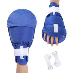 Dementia Gloves 2pcs |Double-Padded Restraint Security Mitts,Open Front Design,Hand Restraints for Elderly (Bule)