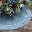 Bunny Chorus Christmas Tree Skirt: 36 Inch Blue and Silver Luxury Velvet Plush Fur Christmas Tree Skirts, Vintage Bright Xmas Tree Holiday Decorations for Christmas Indoor Outdoor Décor Home Supplies