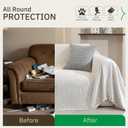 Washable Couch Covers for Sofa Soft White Boho Chenille Sofa Covers for Armchair Sectional L Shaped Pet-Friendly Couch Cover Blanket Crinkled Anti Scratch with Tassles 71" x 91"