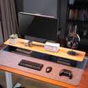 White Oak Wood Desk Shelf for Top of Desk 44 Inch Length Wood Monitor Riser with Middle Shelf