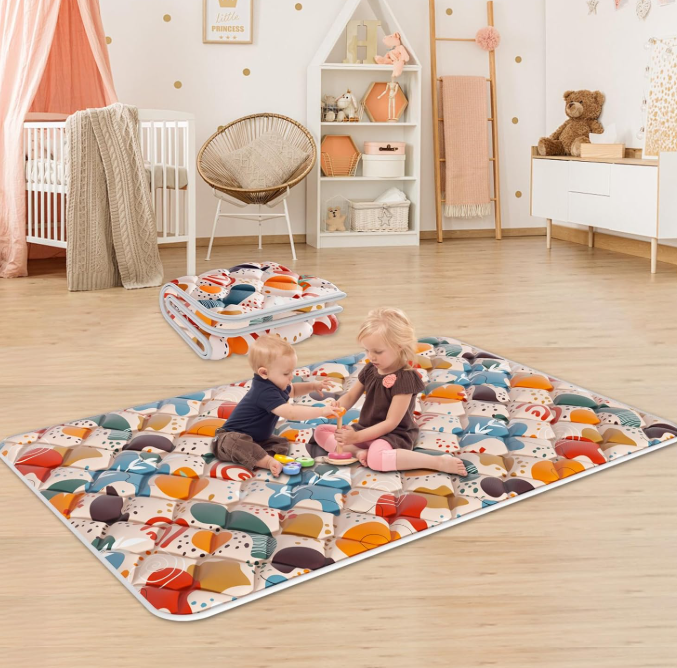 Baby Play Mat for Floor Tummy Time Mat Nursery Rug Muscle Mat Area Rug Playroom Rug Tatami Mat 6'7"x4'11" Memory Foam 1.3" Thick Crawling Mat for Babies,Toddlers, Infants, Kids,Floor Mat(Grey)