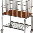 Laundry Basket with Wheels, Moveable Laundry Cart, 2-Tier Stainless Steel Rolling Cart with Storage Rack, Storage Organizer for Laundry Room, Bedroom, Kitchen (Silver+Crystal Wheels)