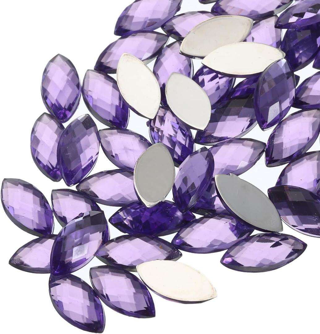 MECCANIXITY 100Pcs Acrylic Horse Eye Gems 7x15mm Flat Back Artificial Rhinestones for DIY Crafts Bead Wedding Party Face Painting Jewelry Making Light Purple MECCANIXITY 100Pcs Acrylic Horse Eye Gems 7x15mm Flat Back Artificial Rhinestones for DIY Crafts Bead Wedding Party Face Painting Jewelry Making Light Purple