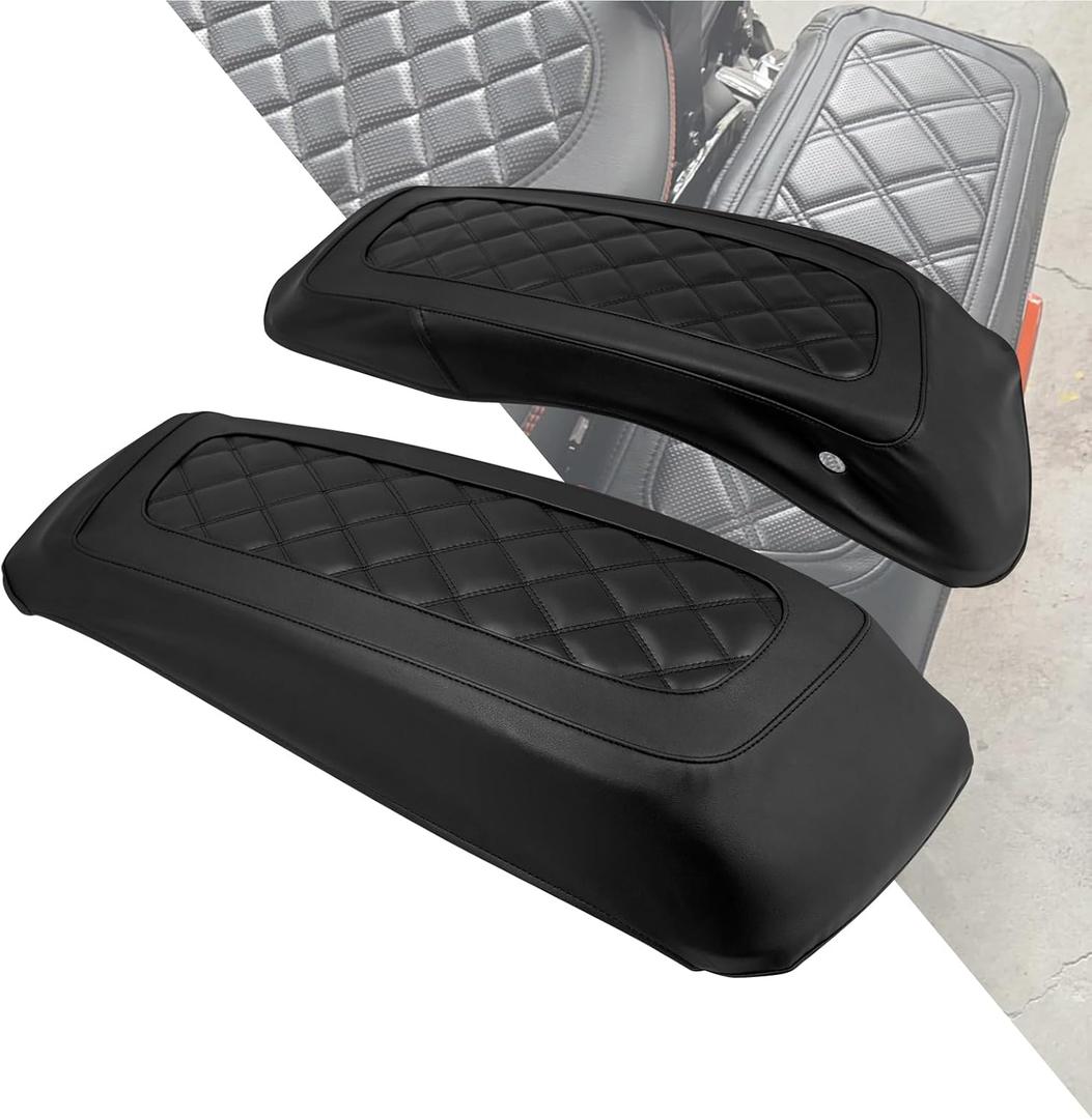 HDBUBALUS Saddlebag Lid Covers Protective Hard Saddlebag Lid Bra Fit For 2014-2025 Harley Touring Road King Electra Glide Ultra Limited FLHTK FLHXS Tri Glide (Black Stitching)