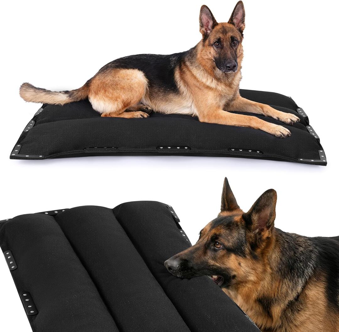 MABOZOO Chew-Proof Dog Bed with Metal Rivets, Durable Kennel Mat for Aggressive Chewers, Waterproof Crate Pad with Shredded Foam Fill for Medium Dogs (Indoor/Outdoor Use) (35*22inch)