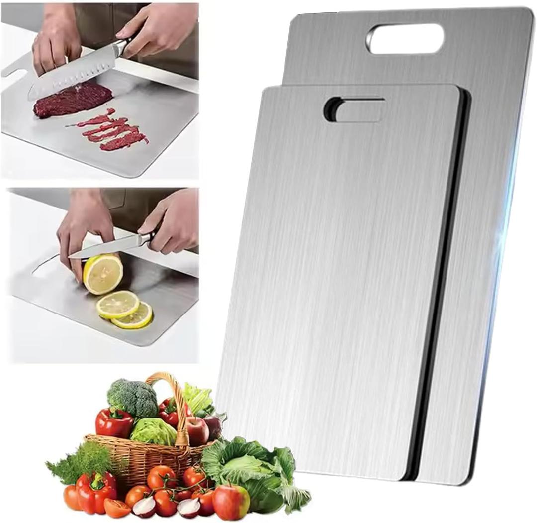 Titanium Cutting Board - Titanium Cutting Boards for Kitchen, Easy to Clean and Will Not Absorb Odors, Ideal for Chopping/Meat Cutting (2pcs)