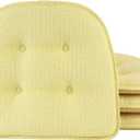 Non-Slip Chair Cushions, Assembled in USA, U-Shaped Skid-Proof Seat Pads for Dining Room, Kitchen, Office, 15"x16", Solid Yellow