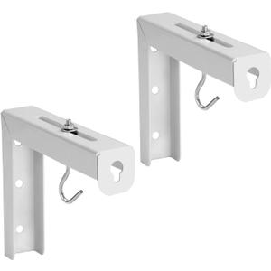 Mount-It! Projector Screen Wall Mount L-Brackets - Wall Hanging Bracket For Home Projector and Movie Screens, 6 inch Adjustable Mounting Hooks for Projection Screen, 1 Pair, White, 66 Lb Capacity Each