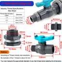 Rain Barrel Spigot Kit 1" (diameter 32 mm) PVC Bulkhead Fitting with Ball Valve and Thread Seal Tape and Garden Hose Male Threaded Adapter (kit for 1inch Female)