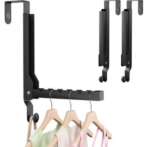 2 Pack Over The Door Hanger Foldable Heavy Duty Over The Door Hooks Hanger,Over The Door Drying Rack for Laundry, Rust-Resistant Over The Door Clothes Hanger, Over Door Hook for Hanging Clothes,Black