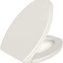 Elongated(Oval) Toilet Seat, Quick-Attach Hardware Metal Hinges, Heavy Duty, Slow Soft and Quiet Close, Durable and Sturdy, Easy to clean, Fits Elongated(Oblong) Toilets, Biscuit/Linen(18.5)