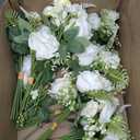 Unittype 12 Sets Bridesmaid Bouquets for Wedding 6 Inch Artificial Roses Flowers Bridal Holding Bouquets for Wedding Church Ceremony Proposal Party Centerpieces Table Decoration (White)