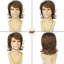 Mens Wig Short Brown Layered Heat Resistant Synthetic Wigs for Male Daily Party Cosplay Costume Halloween Use (Light Brown)