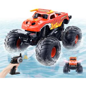 Waterproof Monster Truck Toys 1:16 Amphibious Remote Control Car All Terrain Off-Road Pickup Truck 4WD RC Cars Toys for 8 9 10 11 12 Year Old Boys Girls Gifts