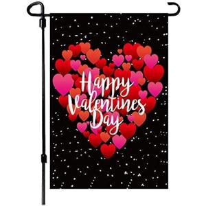 4 x Valentine's Day Flag,12x18 Inch Valentine's Heart Garden Flag Double Sided Printing 2 Layer Burlap Valentine Flags for Your Valentine's Day Decoration (Multicolor)
