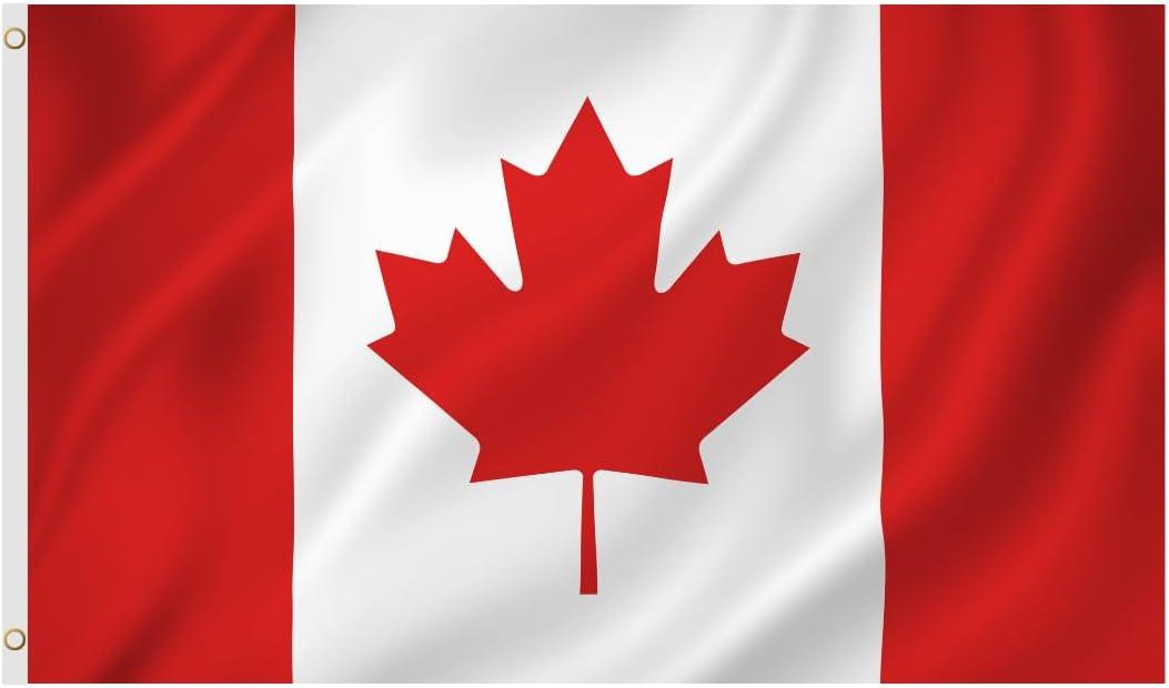 Second Ave Canada Flag 5ft X 3ft Large with Brass Eyelets Canadian National Sports Party Celebration Banner Flag