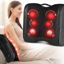 Back Massager with Heat, Percussion & Shiatsu 2-in-1 Massager for Lower Back Pain Relief, 3D Deep Tissue Kneading Massage Pillow for Back, Waist, Leg, Foot Relax, Gifts for Women Men
