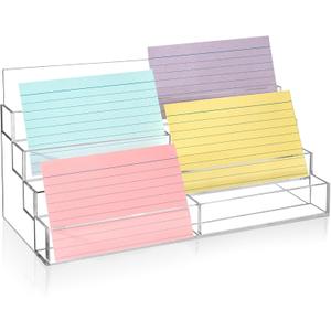 4 Tier Index Card Display Stand 3x5 Acrylic Card Holder for Desk File Note 8 Pockets Clear Postcard Stand Index Card Rack Acrylic Business Card Stand for Office Classroom 10.8 X 4 X 5.1 No Index Card