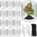 Zubebe 24 Sets Wire Plant Protector from Animals 14" H x 12.8" D Metal Mesh Plant Cage Sturdy Garden Bunny Barricades Chicken Wire Cloche for Vegetables with Ground Stakes and Nylon Ties