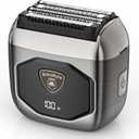 Full Metal Electric Foil Shaver for Men: 4 Floating Blades, IPX7 Waterproof Wet & Dry Mini Razor, 120-Min Runtime USB-C Rechargeable, Quiet Travel Groomer with LED Display & Travel Lock
