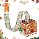 Christmas Money Box for Cash Gift Pull 2025 Christmas Money Holder with Pull out Card and 30 Transparent Bag Xmas Cash Gift Ideas Boxes for DIY Family Adults Party Favors(Gingerbread Man)