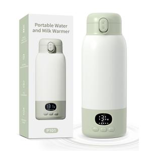 Portable Bottle Warmer 17oz Bottle Warmer for Breast Milk Formula & Water, Fast Heating, Long Battery Life & Large Capacity, Suitable for Baby Outdoor Travel Green