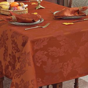 SASTYBALE Thanksgiving Rust Red Maple Leaf Tablecloth - 60x84 Inch Rectangle Jacquard Vintage, Spill-Proof Wrinkle Free for Fall Harvest Feasts & Family Festive Dinners