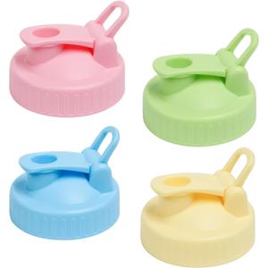 Mason Jar Pour Spout Lid for Wide Mouth Mason Jars, Plastic Mason Jar Pitcher Flip Cap Airtight Lid, Leak-Proof and Durable, Easy Pouring Spout, Pack of 4 (Colorful-4 Pcs)