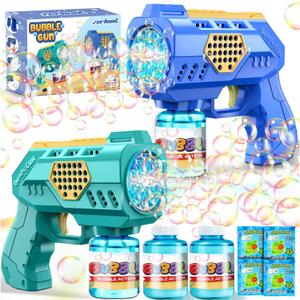 Zerhunt Automatic Bubble Gun Bubble Toys: 2-Pack Bubble Blaster Guns with Rich Bubbles for Outdoor Wedding Party Fun - Great Summer Toy for Toddlers Kids 4-8 - Ideal Gift for Birthday & Easter (Green)