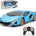 QUN XING Remote Control Car 1:24 Officially Licensed 2.4GHZ Rc Cars Lambo Sport Racing Toy Car for Kids Boys 4-7 Years Birthday Gift, Blue