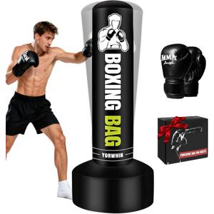 Heavy Freestanding Punching Bag for Adults, 70'' Standing Punching Bag Heavy Bag with Boxing Gloves, Women Men Boxing Training Equipment Kickboxing Bags for Beginners Training MMA Fitness Home Gym