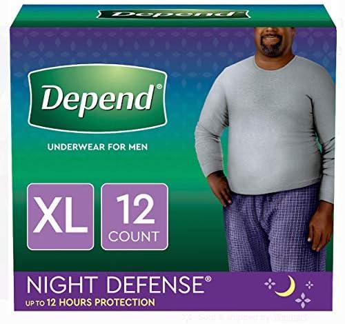 DependsMen Night Defense Underwear, Overnight, Extra Large (12 Count (Pack of 1))