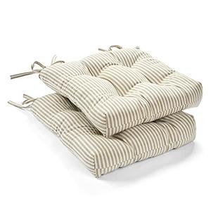 Lush Decor Stripe Yarn Farmhouse Ticking Dyed Chair Pad 2-Pack, 2 Count