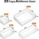 SMARTAKE 25-Piece Drawer Organizer with Non-Slip Silicone Pads, 4-Size Desk Drawer Organizer Trays Storage Tray for Makeup, Jewelries, Utensils in Bedroom Dresser, Office and Kitchen (Clear)