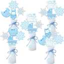 24pcs Winter Snowflake Baby It's Cold Outside Centerpieces Sticks Baby Shower Decorations for Boy, Blue White Little Snowflake It's A Boy Table Toppers Decors Gender Reveal Party Supplies