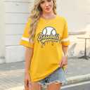 MNLYBABY Baseball Shirts for Women Oversized Baseball Sports Fan Shirt Game Day Casual Short Sleeve Tee Tops