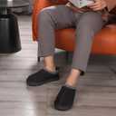 ATHMILE Mens Slippers Tasman House Slippers for Men Short Ankle Mini Suede Boots for Outdoor Indoor Non Slip Thin Sole Warm Fur Lined Black Size11 (Black)