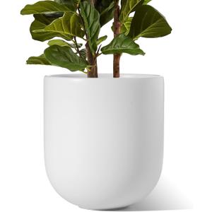 LE TAUCI 12 Inch Pots for Plants, Ceramic Large Planters for Indoor Plants, Indoor Plant Pots for Home Garden Patio Office, Planter Pots with Drainage Hole and Rubber Plug, White