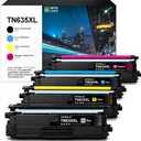 TN635XL TN635 Toner Cartridge 4-Pack for Brother HL-L8430CDW L8430CDWT L8570CDW MFC-L8730CDW L8930CDW L8970CDW EX575 Printers Compatible Replacement TN635 (BK/C/M/Y)