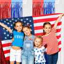 6 Pack White Blue Red Foil Fringe Curtain Backdrop, 3.28Ft x 8.2Ft Metallic Tinsel Foil Fringe Streamer Curtains for Photo Booth, Halloween, Christmas Day, Wedding, New Year Party Decoration